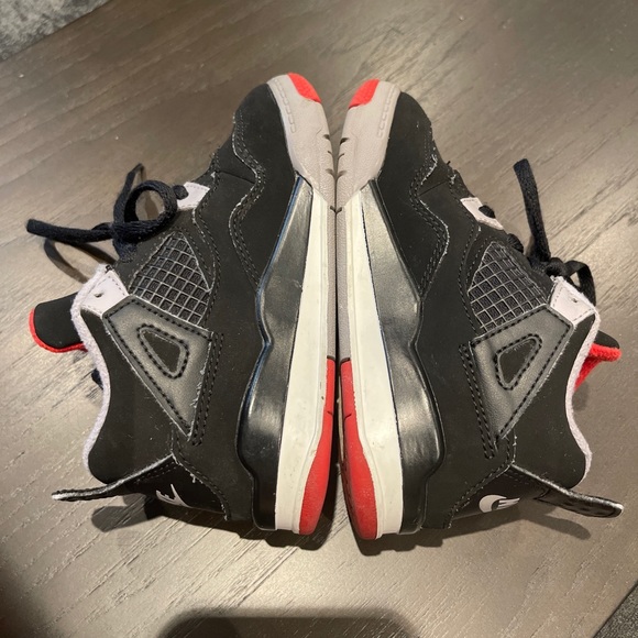 NIKE Air Jordan 4 Retro TD BRED (2019) BQ7670-060 Size 9c Good Condition No Box - Picture 5 of 10